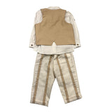 Barcellino Komplettset, 3-teilig, Hemd, Hose, beige Weste für Neugeborene