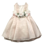 Helle Farben Einfarbiges Abendkleid mit Tüll und rosa Gürtel für Baby Mädchen