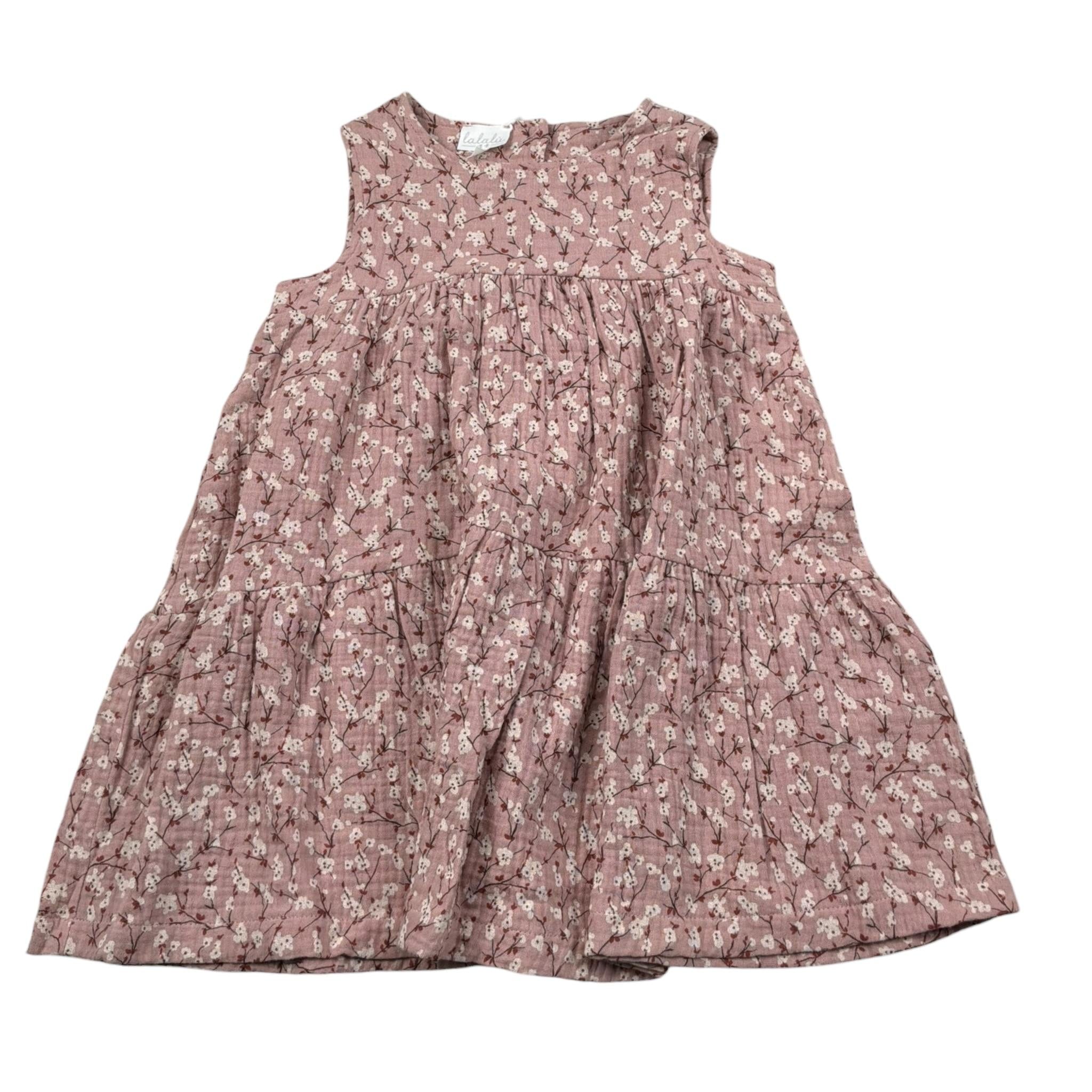 Lalalu' Abito Giromanica Tinta Unita Stampa Floreale per Bambina VTL0021IB ROSA LALALU' 