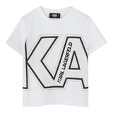 Karl Lagerfeld T-Shirt Girocollo Tinta Unita con Stampa per Bambino Z30432J BIANCO KARL LAGERFELD 