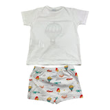 Sardon Komplettes T-Shirt-Kostüm Heißluftballons Weiß für Neugeborene