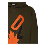 DSQUARED2 felpa tinta unita con cappuccio e stampa Verde per Bambino DQ2465X VERDE DSQUARED2 
