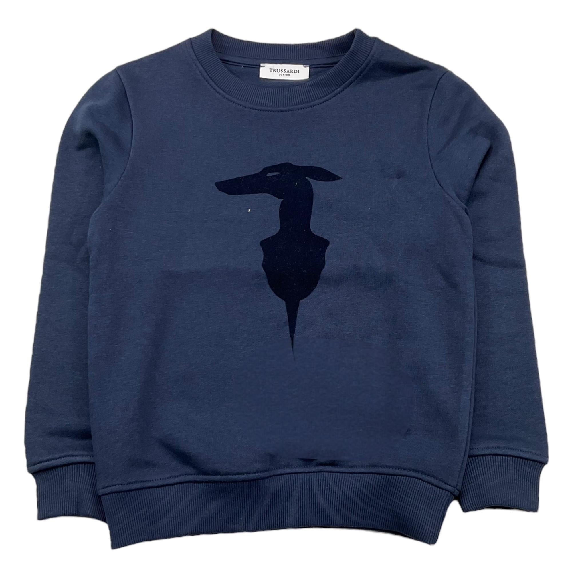 TRUSSARDI felpa chiusa girocollo tinta unita con stampa Blu per Bambino TBA25004FE BLU TRUSSARDI 
