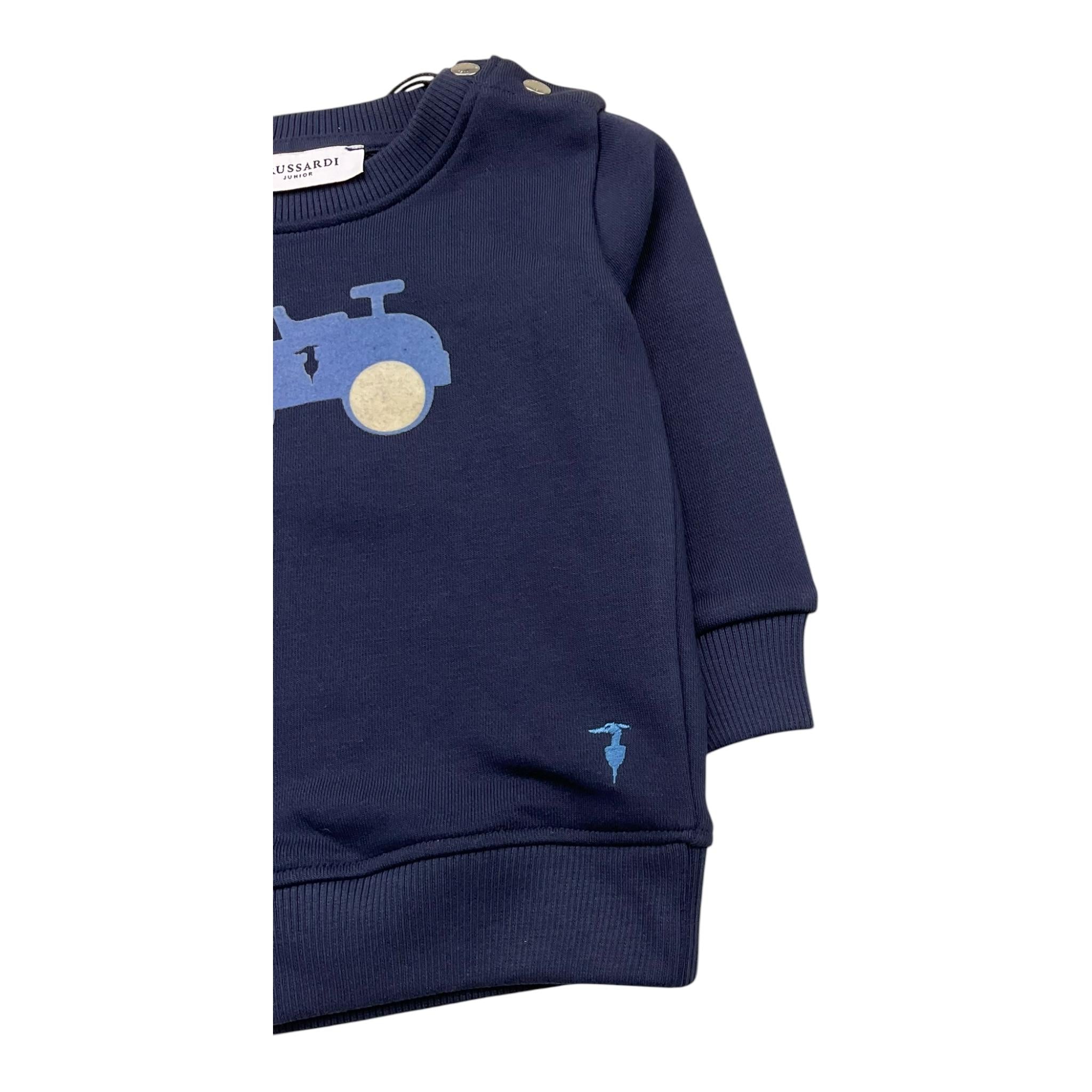 TRUSSARDI felpa chiusa girocollo tinta unita con stampa in contrasto Blu per Neonato TIA25117F BLU TRUSSARDI 