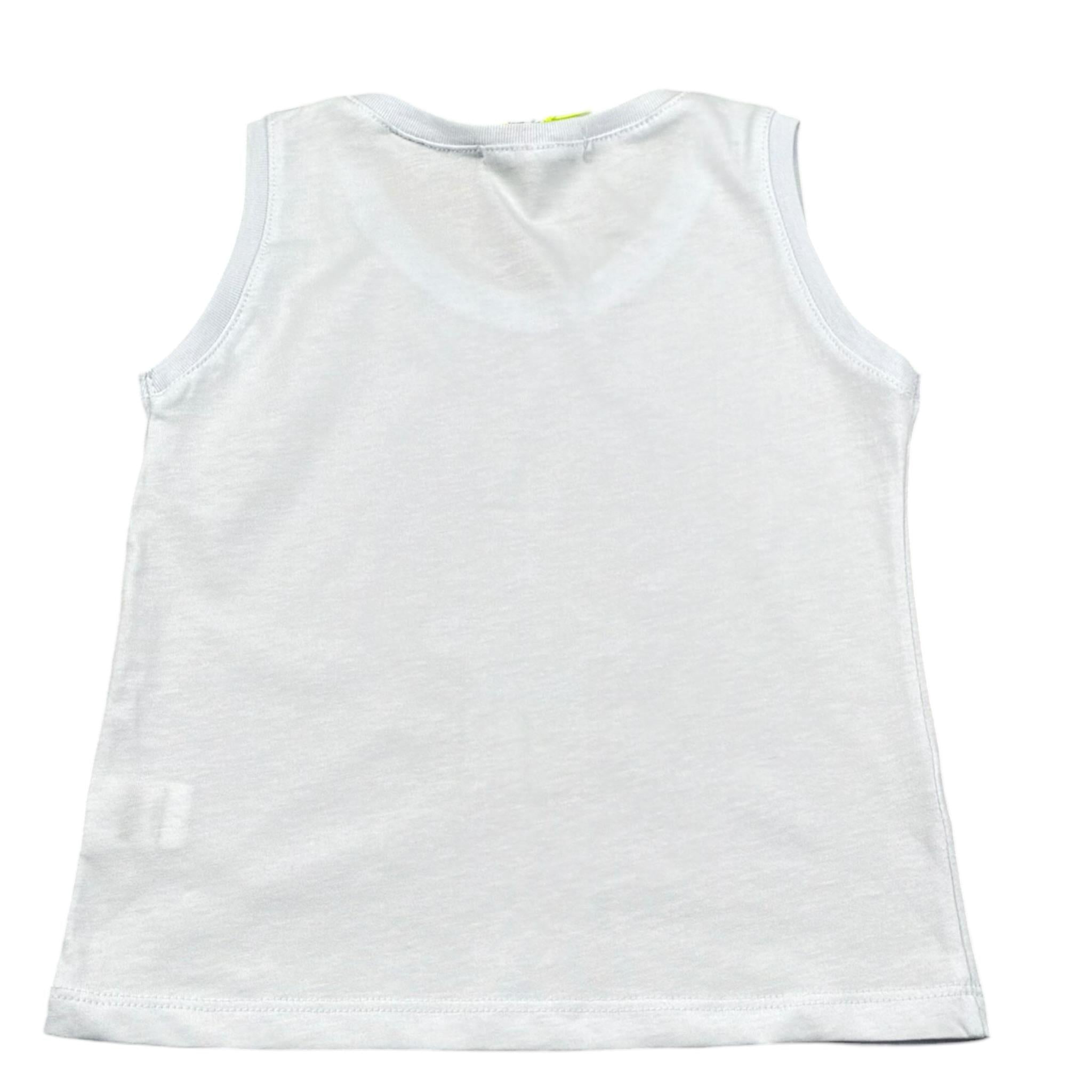 Mousse Canotta Tinta Unita con Stampa per Neonato DINOBEACHHN BIANCO MOUSSE 