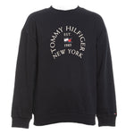 TOMMY HILFIGER felpa girocollo tinta unita con logo Blu per Bambino KB0KB09192X BLU TOMMY HILFIGER 