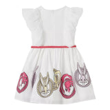 Monnalisa Abito Giromanica Tinta Unita con Tulle per Bambina 119917 BIANCO MONNALISA 