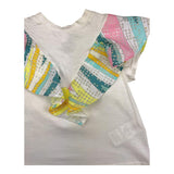 Emilio Pucci Einfarbiges T-Shirt mit Rundhalsausschnitt und Kontrastärmeln in Weiß für Baby-Mädchen