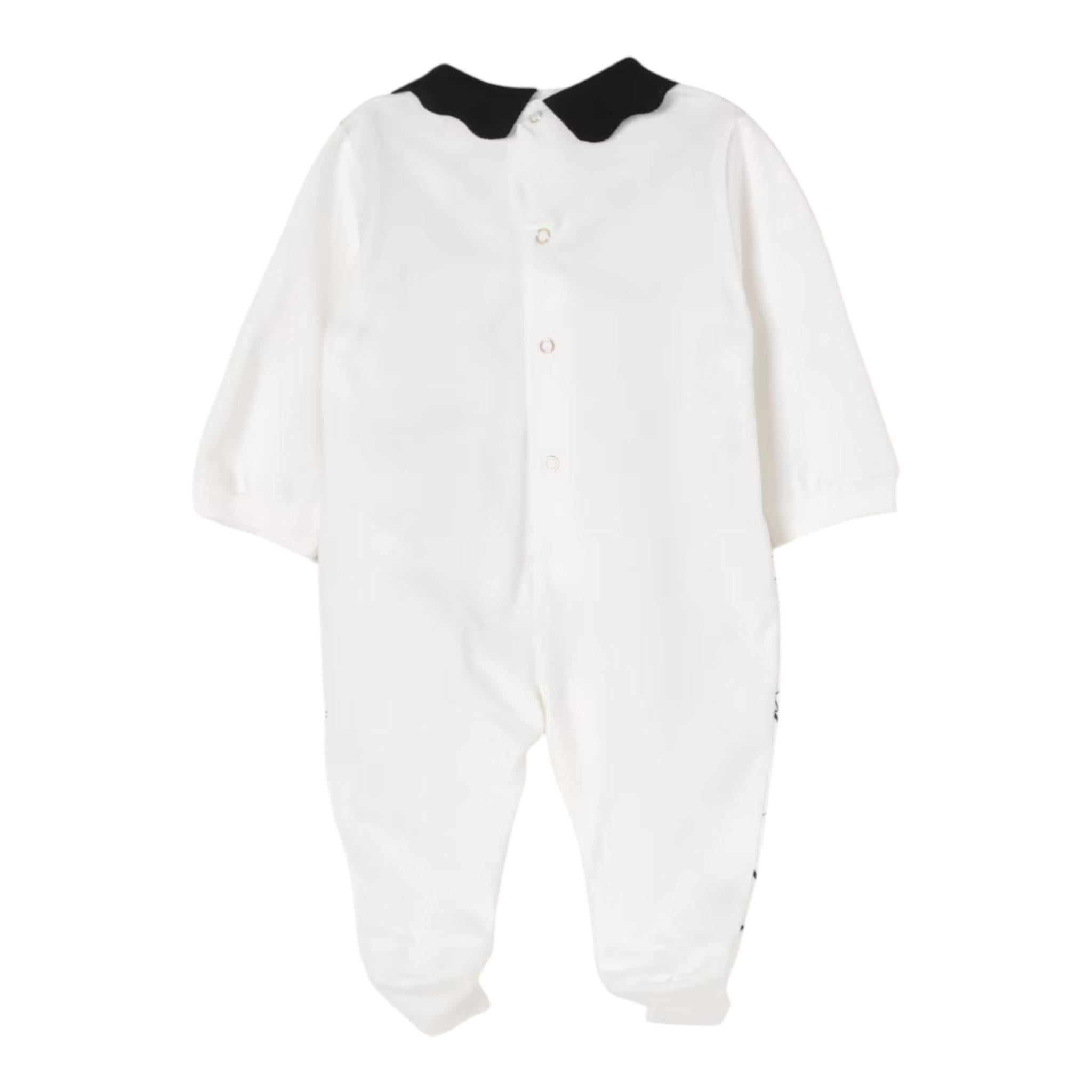 Elisabetta Franchi Tutina Manica Lunga Tinta Unita con Colletto In Contrasto per Neonata ENTU129 BIANCO ELISABETTA FRANCHI 