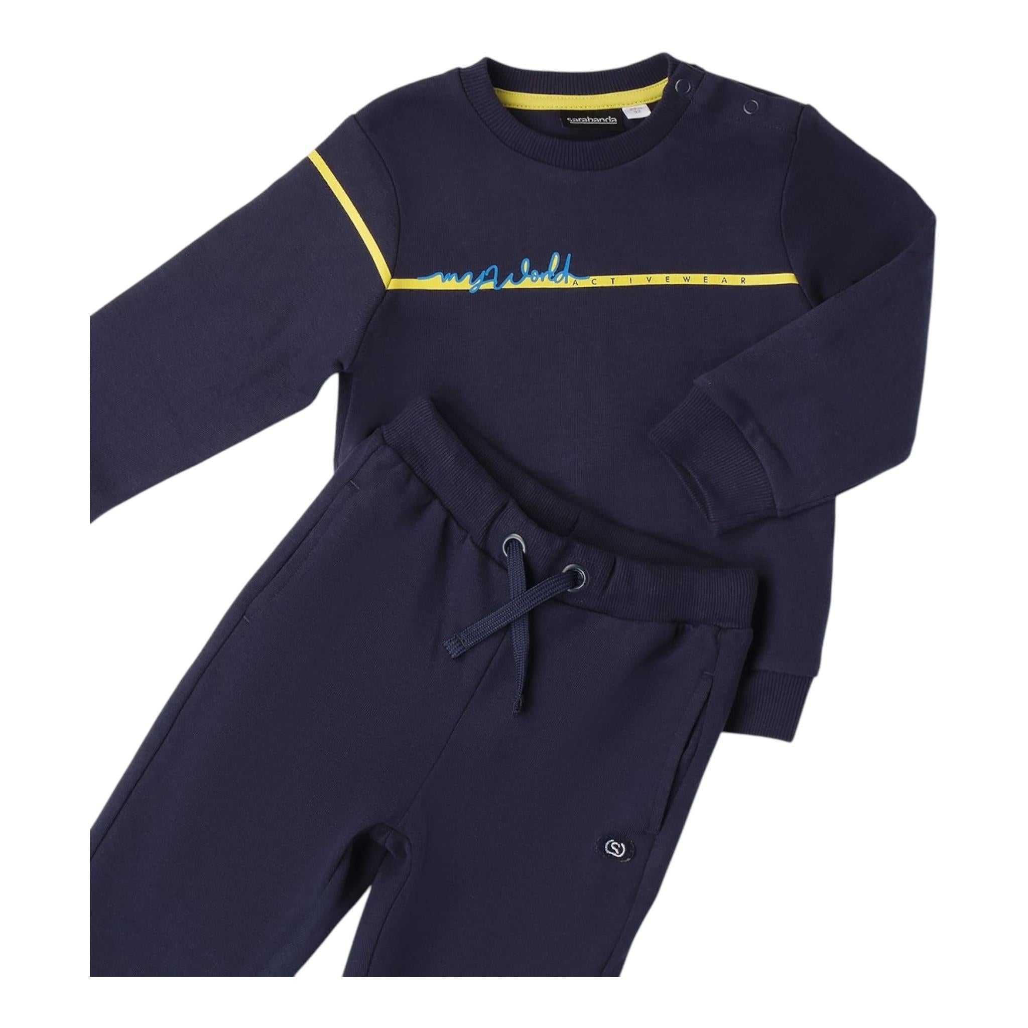 SARABANDA completo 2pz felpa-pantalone tinta unita Blu per Bambino A000J BLU SARABANDA 