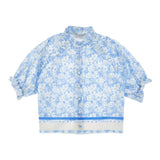 Philosophy Camicia Mezza Manica Tinta Unita con Fantasia Fiori per Bambina I1E304 BIANCO PHILOSOPHY 