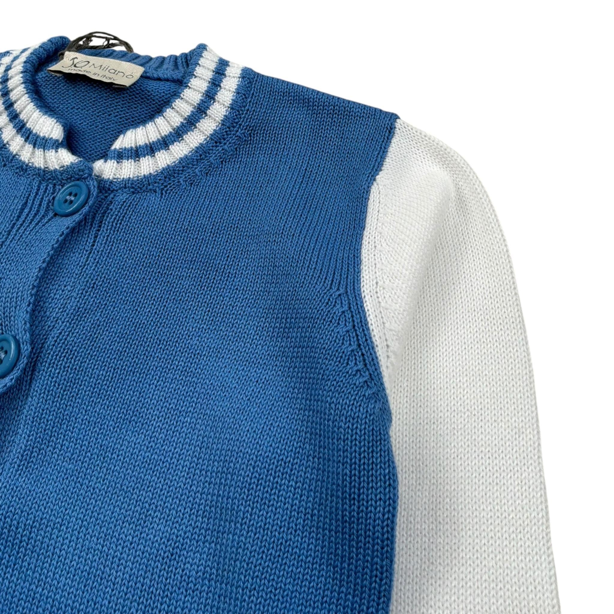 J.O. Milano Cardigan Tinta Unita con Maniche In Contrasto per Neonato 573M1N AZZURRO J.O. MILANO 