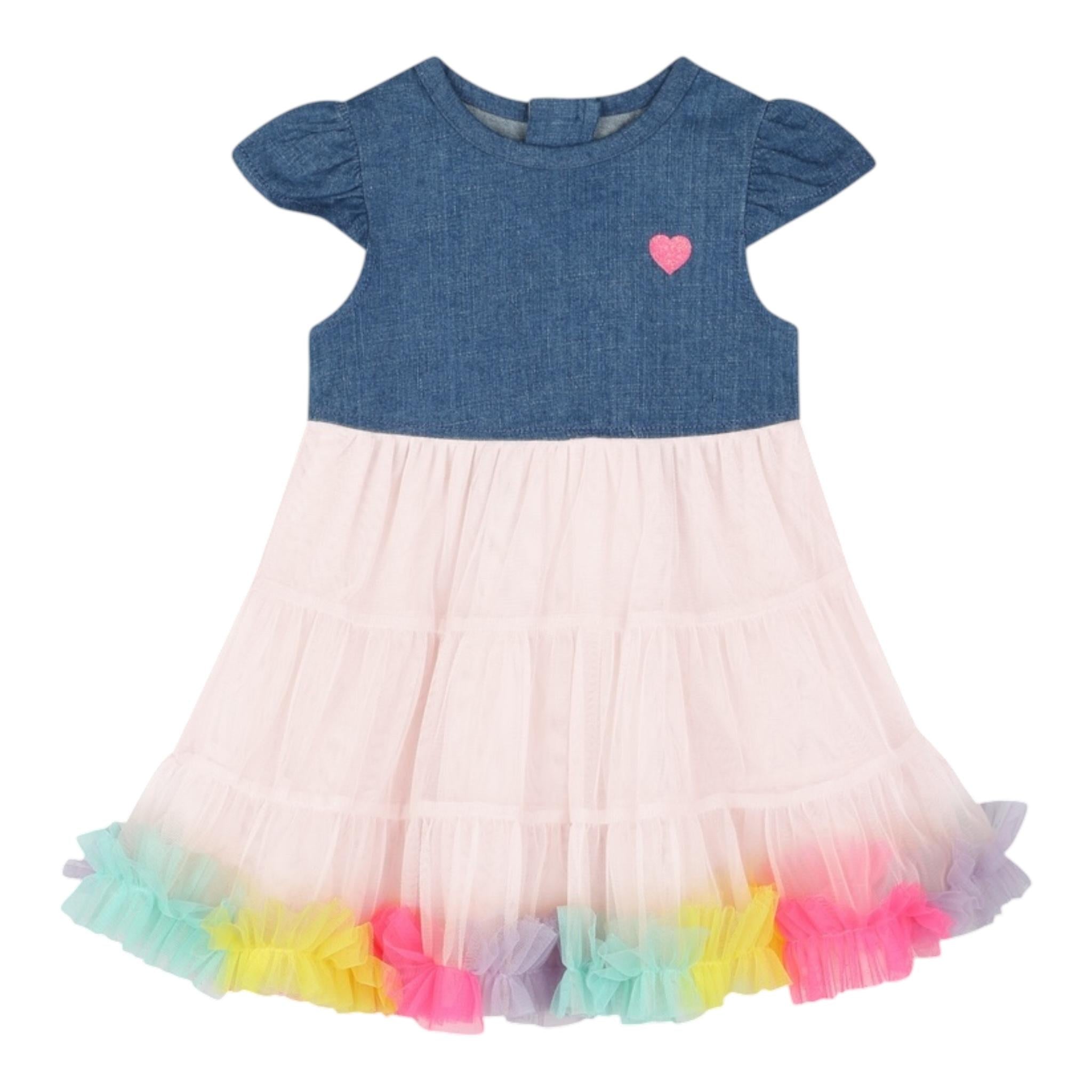 Billieblush Abito Mezza Manica con Tulle per Neonata U20814 AZZURRO BillIEBLUSH 