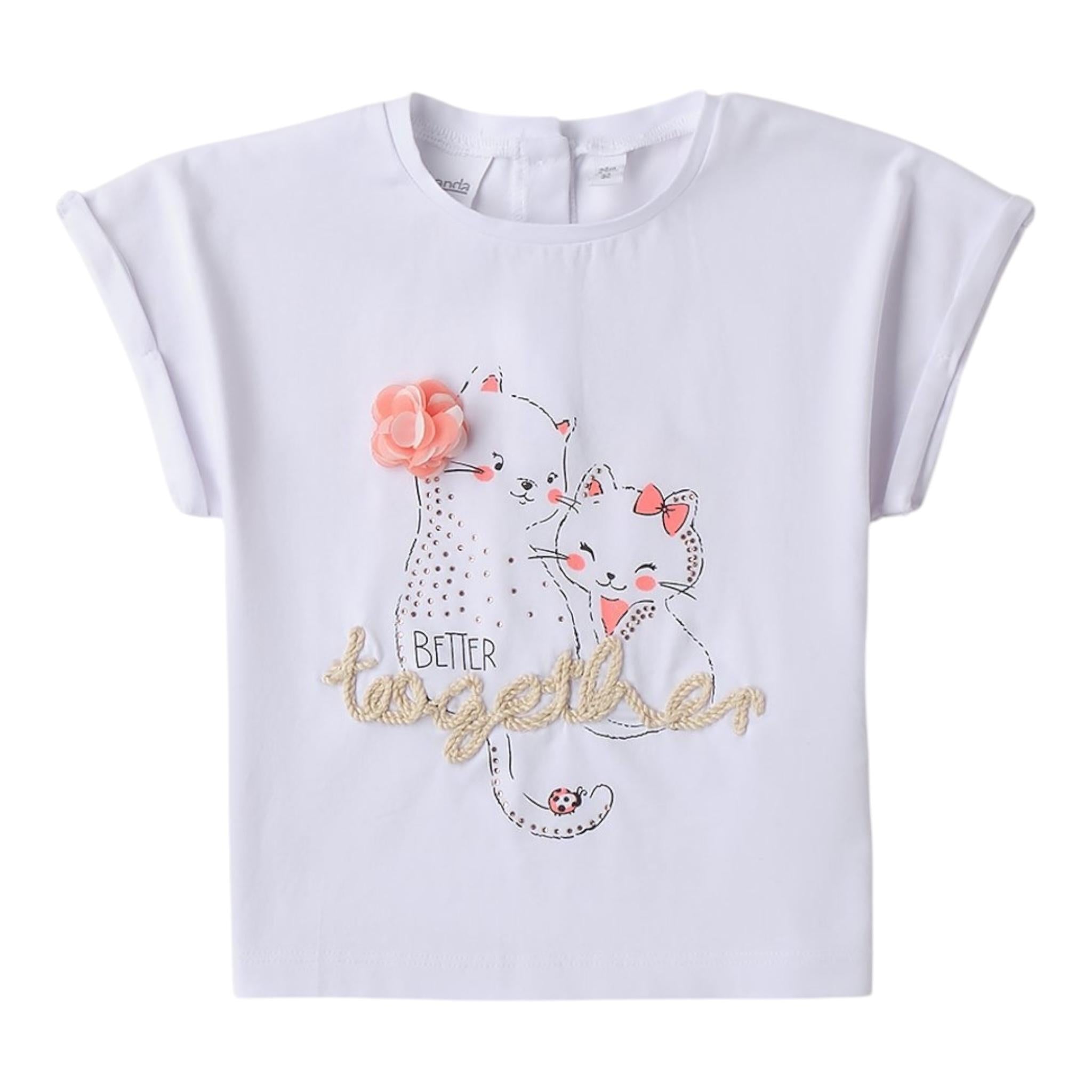 Sarabanda T-Shirt Girocollo Tinta Unita con Stampa per Bambina 0B319 BIANCO SARABANDA 