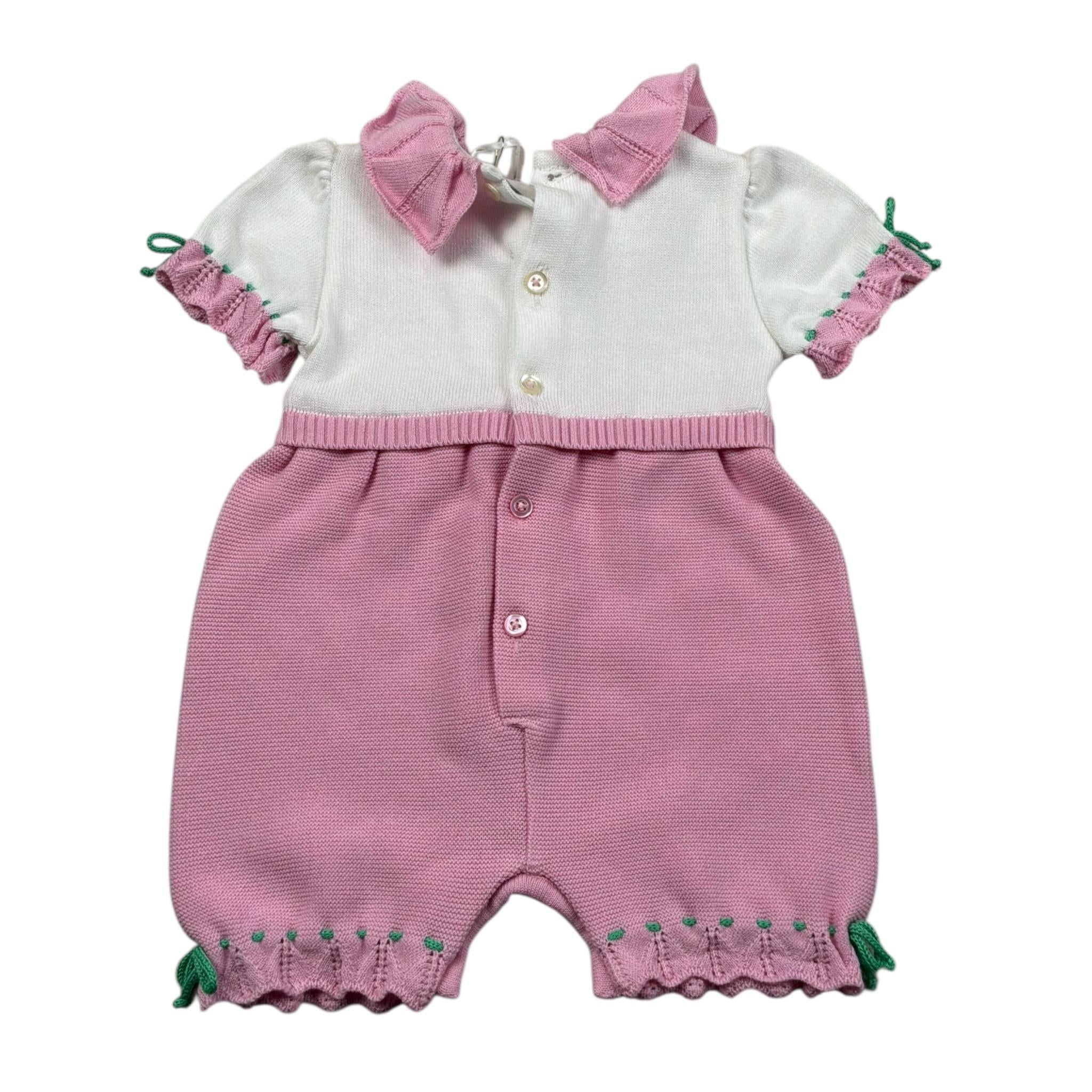 Colori Chiari Pagliaccetto Mezza Manica Bicolore per Neonata FF645968 BIANCO/ROSA COLORI CHIARI 