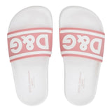 Dolce &amp; Gabbana Zweifarbige Gummi-Slides mit weiß/rosa Logo für Mädchen