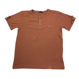 Never Too T-Shirt Girocollo Tinta Unita con Bottoni per Bambino NT1573R MARRONE NEVER TOO 