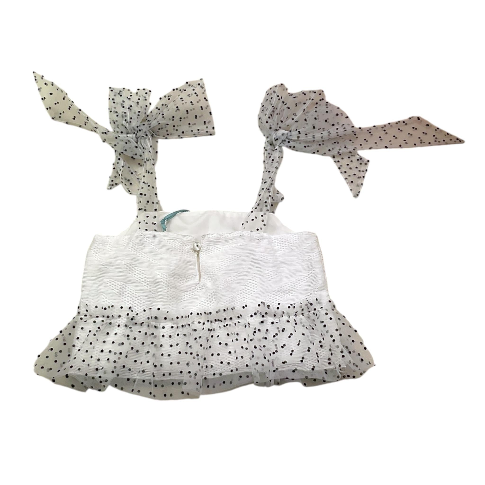 A' La Page Top Tinta Unita con Tulle E Fantasia Pois per Bambina 25SAGDRE000144 BIANCO A' LA PAGE 