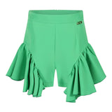 Odi Et Amo Einfarbige Shorts mit grünen Rüschen für Mädchen