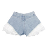 Twinset Schlichte Jeansshorts mit hellblauer Stickerei für Mädchen