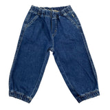 Die Eule Jeans einfarbig mit elastischer Taille blau für Neugeborene