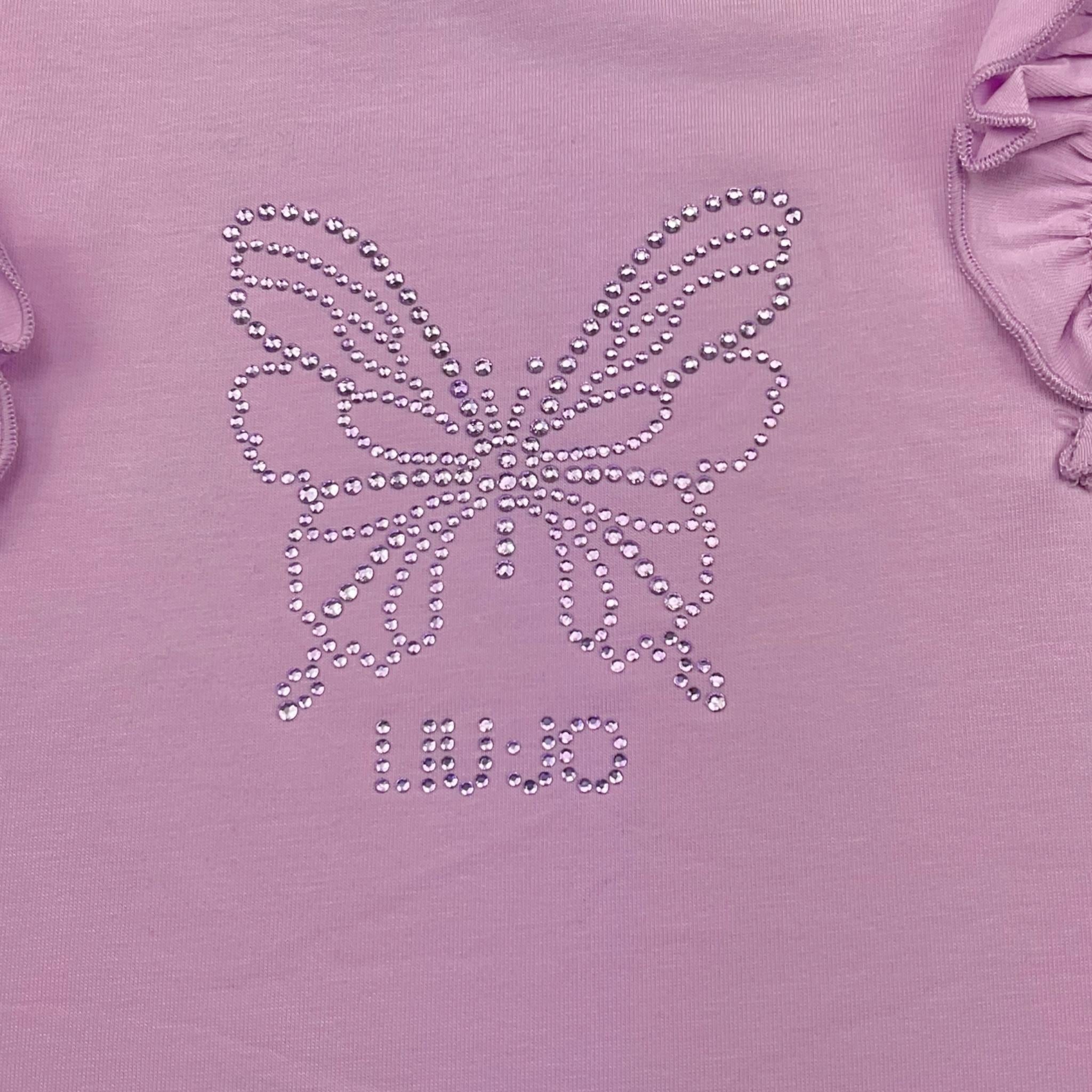 Liu Jo Abito Tinta Unita Giromanica con Brillantini per Bambina KA5091 LILLA LIU JO 