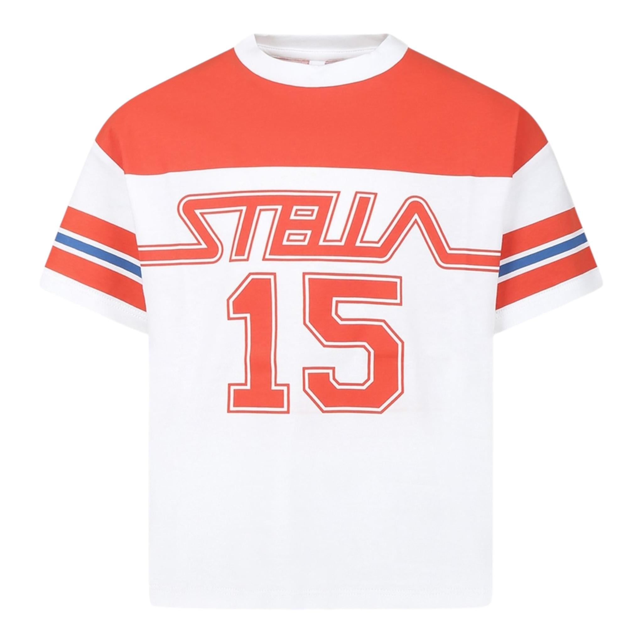 Stella Mccartney T-Shirt Girocollo Tinta Unita con Stampe per Bambino TW8R51 BIANCO STELLA McCARTNEY 