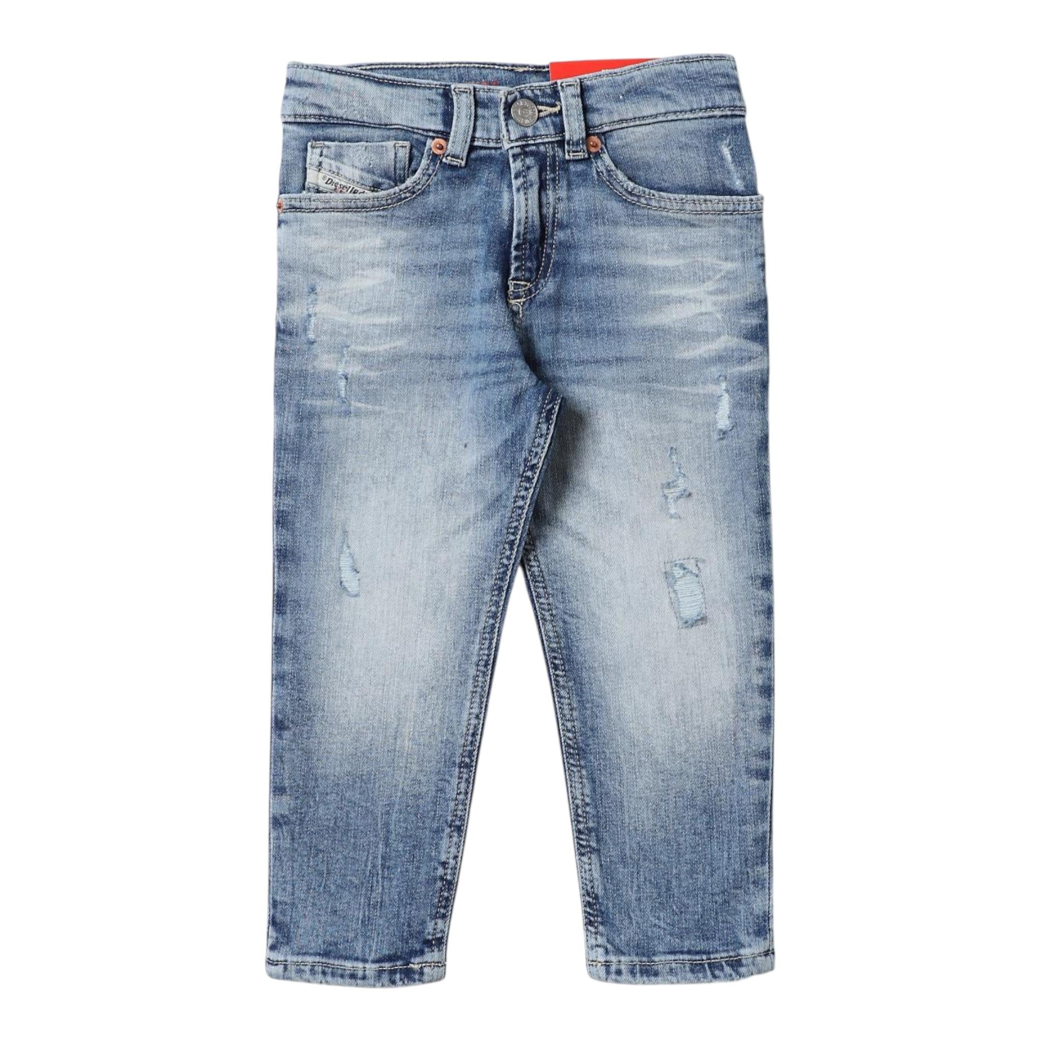 Diesel Jeans Tinta Unita con Girovita Regolabile per Bambino J00805X AZZURRO DIESEL 