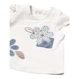 Mayoral T-Shirt Girocollo Tinta Unita con Stampa Fiori per Neonata 107059 BIANCO MAYORAL 