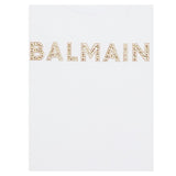 Balmain Einfarbiges T-Shirt mit Rundhalsausschnitt und Glitzer-Print in Weiß für Mädchen