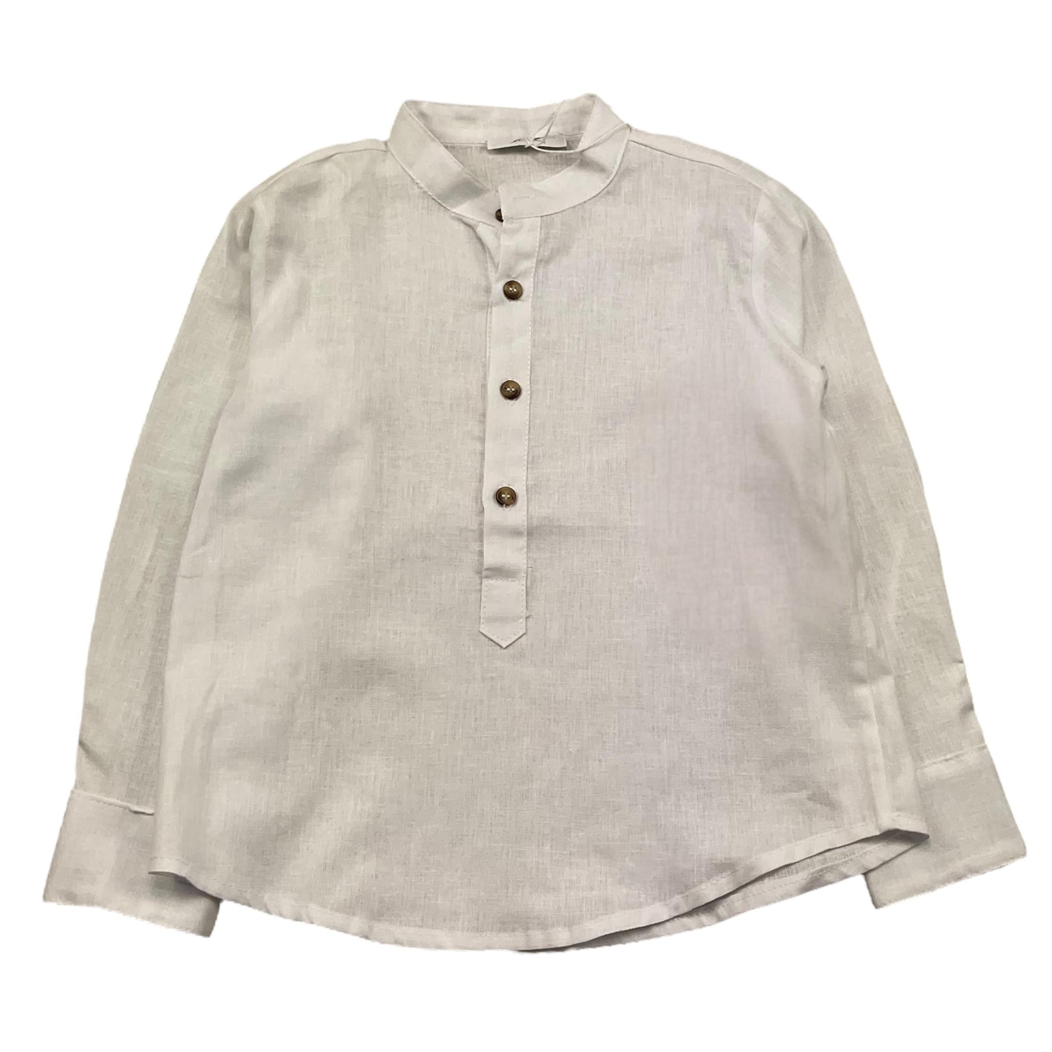 M+E' Camicia Manica Lunga Tinta Unita Collo Coreano per Bambino UEM0507J BIANCO M+E' 