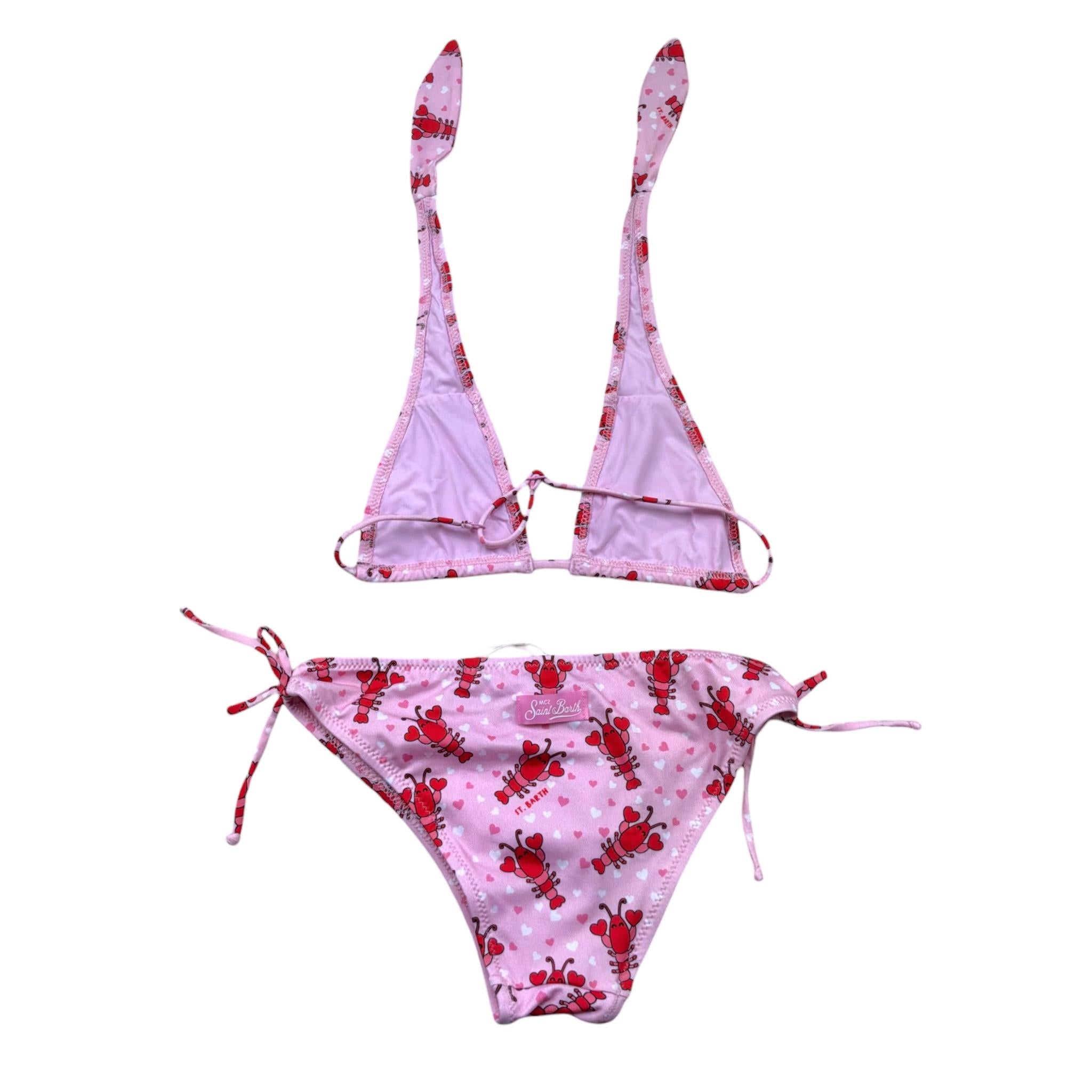 Saint Barth Costume 2 Pezzi Slip-Triangolo Tinta Unita con Stampa per Bambina 00632L ROSA SAINT BARTH 