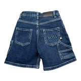 Boss Bermuda Denim Einfarbig Elastischer Bund Blau Für Jungen