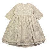 abito manica 3/4 tinta unita con ricami ZW5A42 BIANCO CAFFE' D'ORZO 