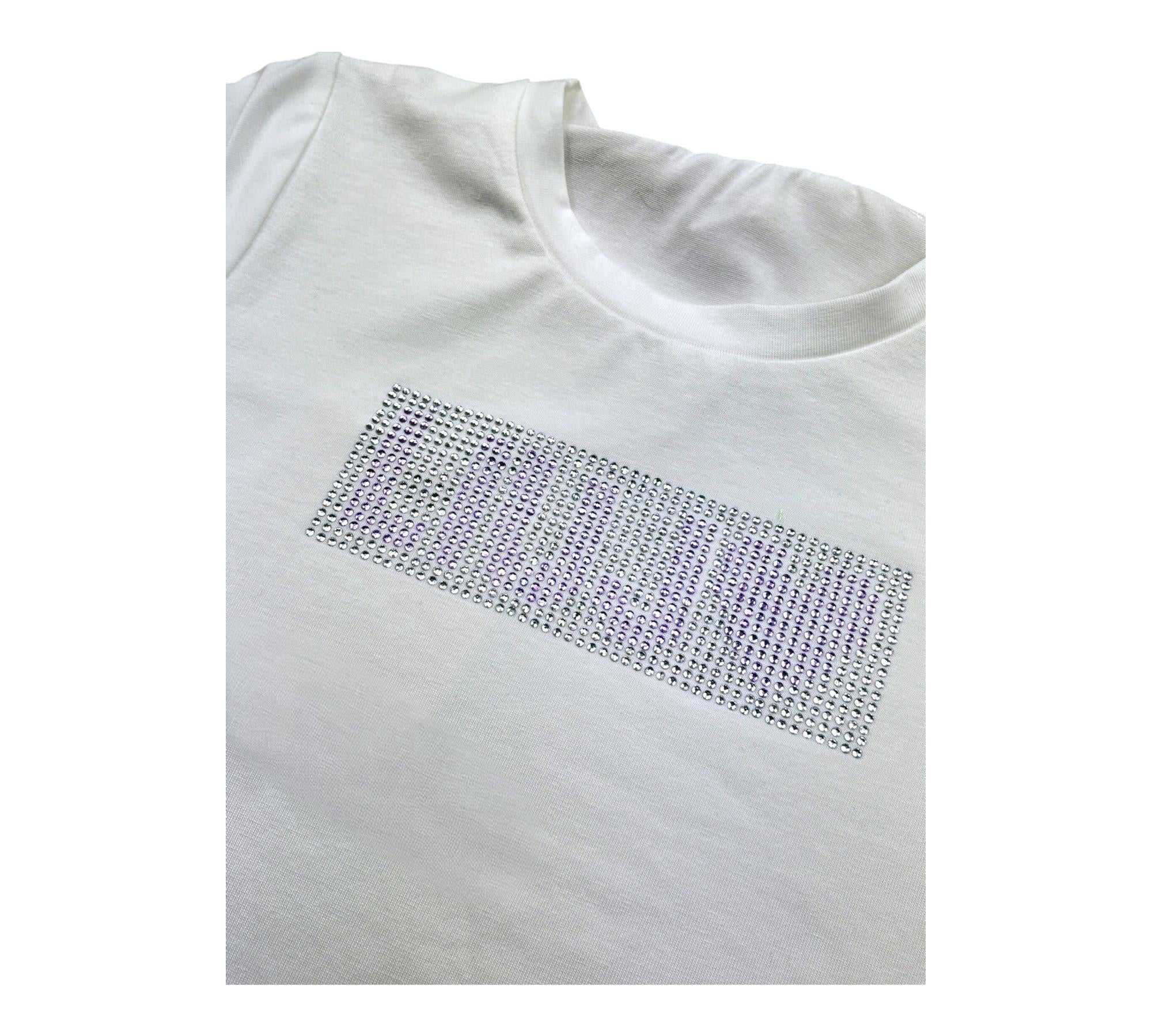 Liu Jo T-Shirt Tinta Unita con Brillantini per Bambina KA5095XX BIANCO LIU JO 