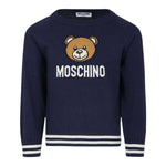 MOSCHINO maglia girocollo tinta unita con stampa orso Blu per Neonato MYW00JXX BLU MOSCHINO 