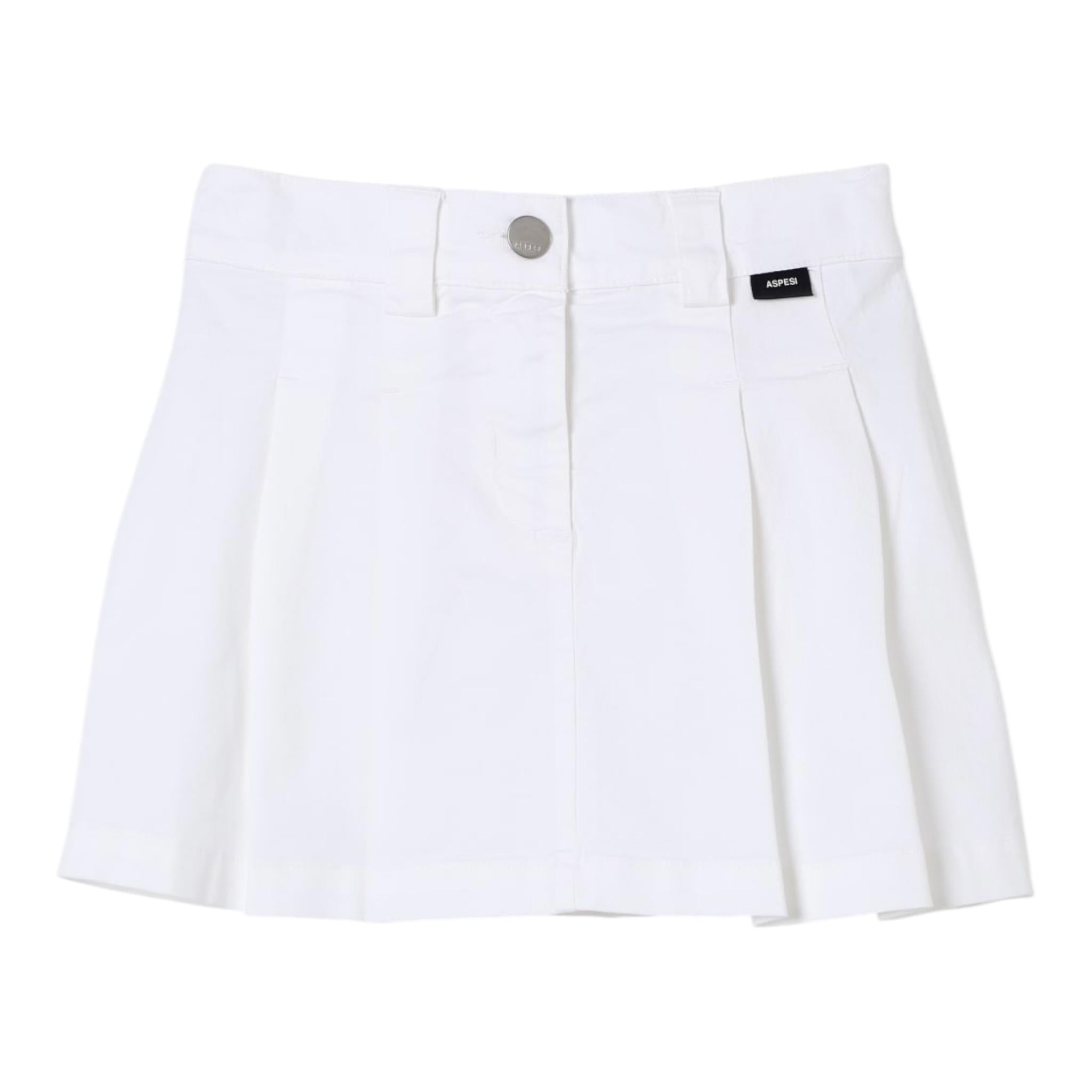 Aspesi Gonna Tinta Unita Modello Tennis per Bambina S25014GNC6058 BIANCO ASPESI 