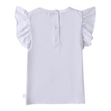 Mini Banda T-Shirt Girocollo Tinta Unita con Stampa per Neonata 0B318 BIANCO MINI BANDA 