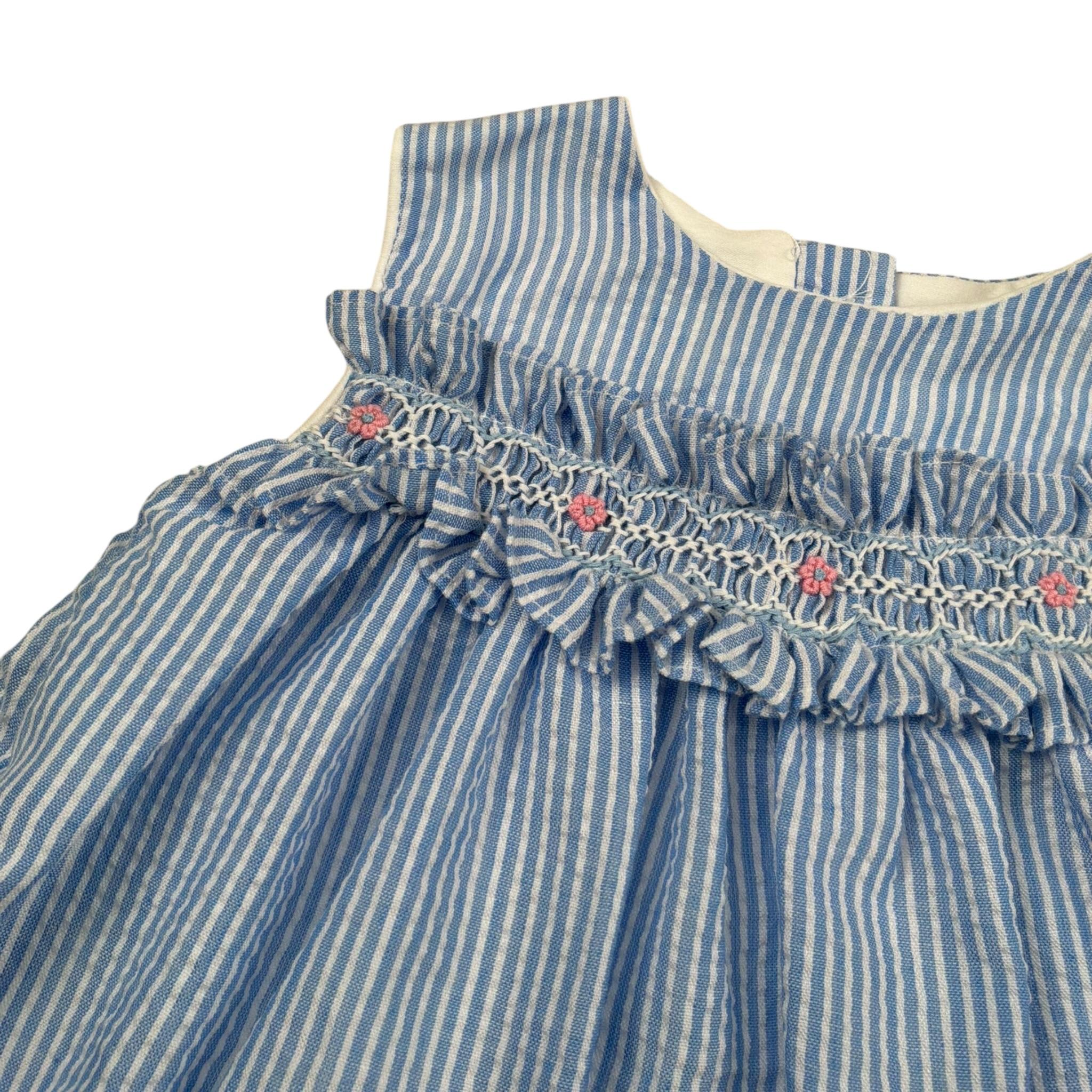 Malvi & Co Abito Giromanica Fantasia A Righe Azzurro per Neonata S25N135VEG AZZURRO MALVI & CO 