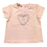 Liu Jo Einfarbiges T-Shirt mit Rundhalsausschnitt und rosa Glitzer-Print für Baby-Mädchen