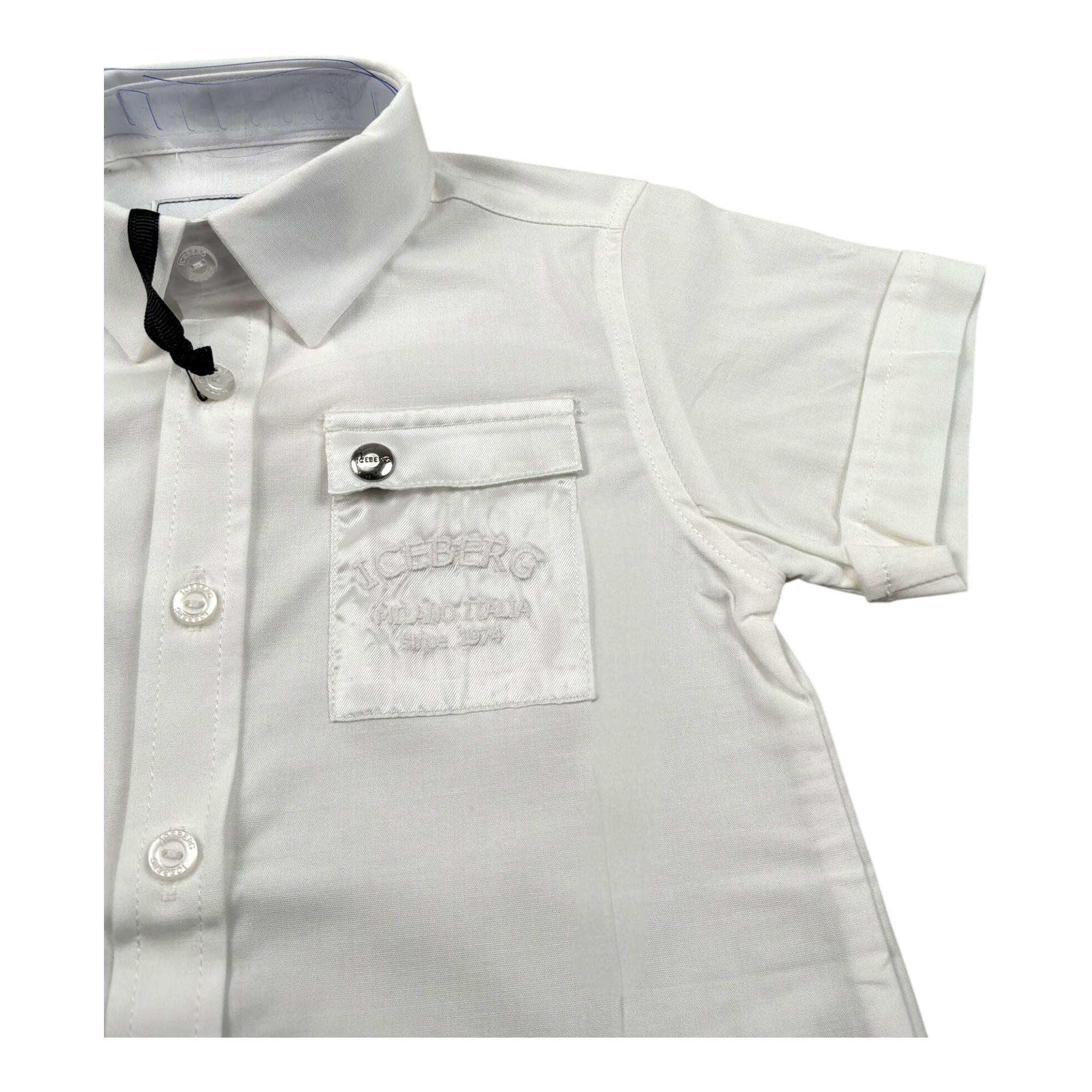 Iceberg Camicia Mezza Manica Tinta Unita per Bambino CMICE5108BJ BIANCO ICEBERG 