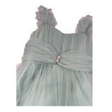 Notaro Of Kids Abito Giromanica Tinta Unita con Tulle per Bambina K23422 VERDE NOTARO OF KIDS 