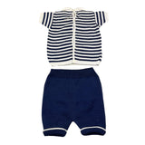 Little Bear Baby-Jungen Weiß/Blau Jersey-T-Shirt-Set