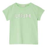 Liu Jo T-Shirt Girocollo Tinta Unita con Brillantini per Bambina KA5081XX VERDE LIU JO 