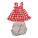 Petit Indi Completo 2 Pezzi Top-Coulotte Bicolore per Neonata SS25B0911 BIANCO/ROSSO PETIT INDI 