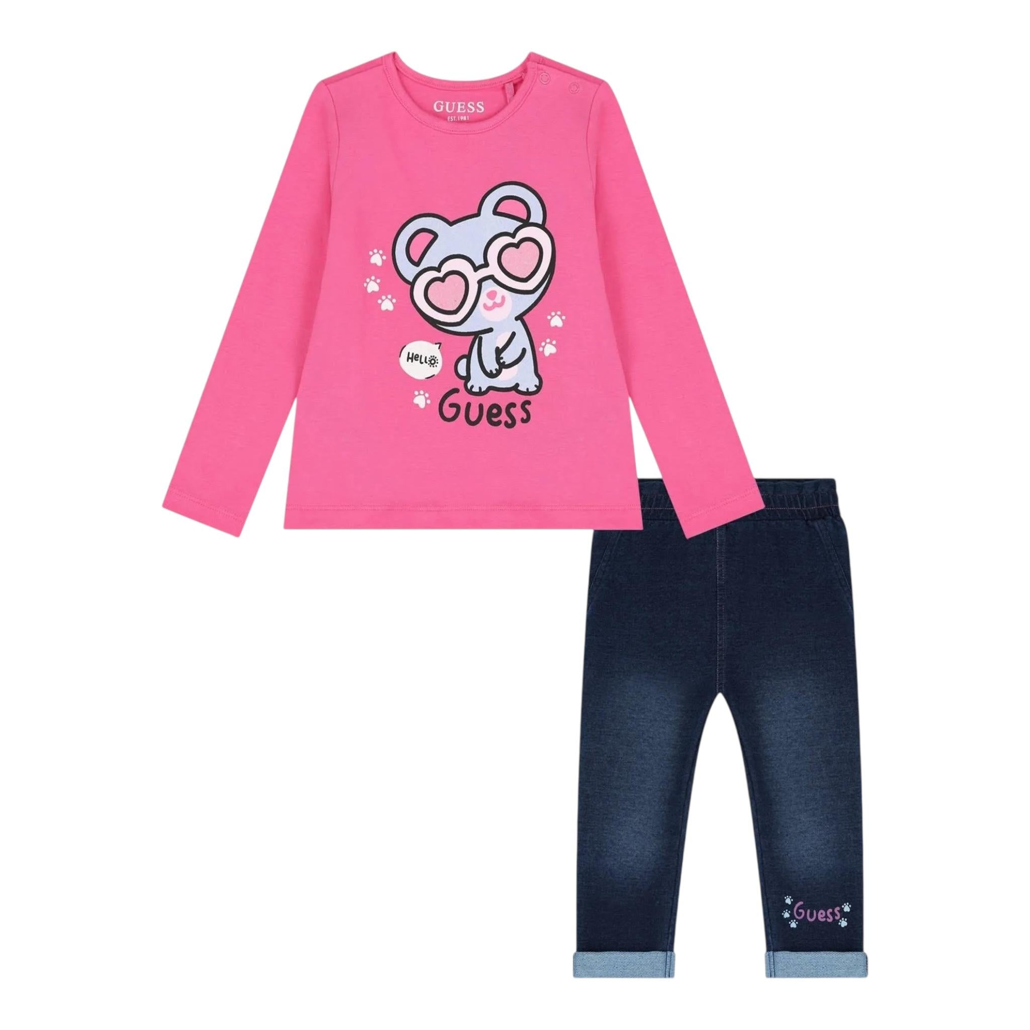 GUESS completo 2 pezzi shirt-jeans Rosa per Neonata A4YG06K6YW0X ROSA GUESS 