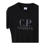CP Company Einfarbiges Rundhals-T-Shirt mit schwarzem Logo-Print für Kinder