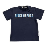 Bikkembergs T-Shirt Rundhalsausschnitt Einfarbig mit blauem Logo-Print für Neugeborene