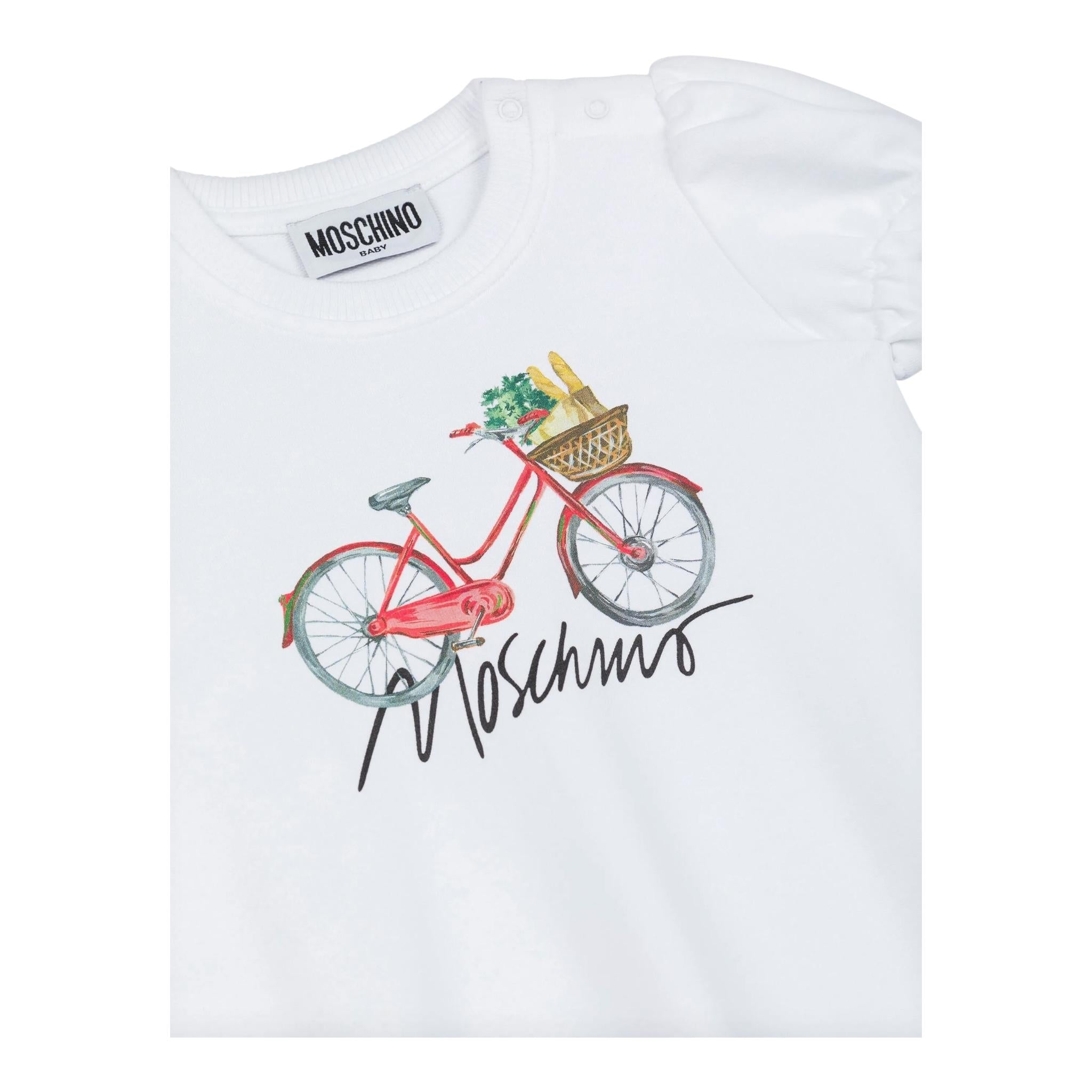 Moschino Abito Mezza Manica Tinta Unita con Stampa per Neonata MDV0CNN BIANCO MOSCHINO 