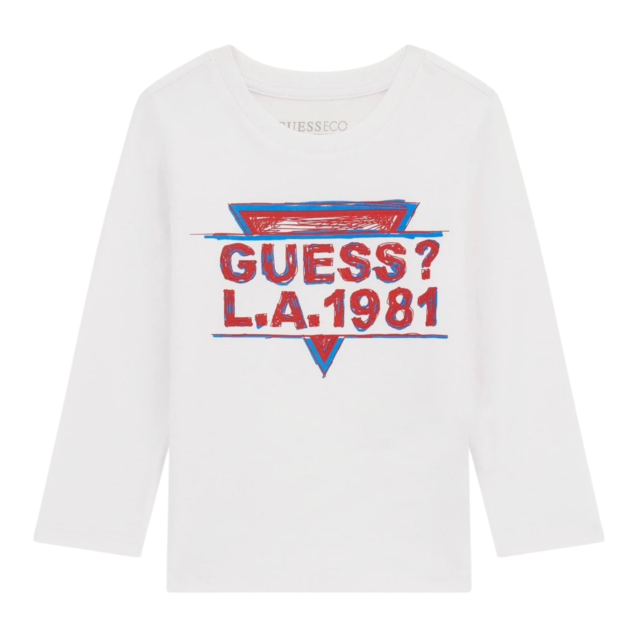 GUESS shirt girocollo tinta unita con stampa Bianco per Neonato I4YI03K8HM4 BIANCO GUESS 